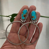 Huge Hoop Earrings- Royston Turquoise and Sterling Silver