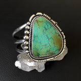 Huge Royston Turquoise Cuff Bracelet- Sterling Silver and Royston Turquoise Statement Cuff