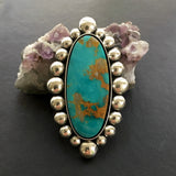 Huge Royston Bubble Ring or Pendant- Sterling Silver and Royston Turquoise- Finished to Size