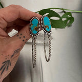 Huge Hoop Earrings- Royston Turquoise and Sterling Silver