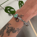 Stamped Turquoise Stacker Cuff- Size S/M- Emerald Valley Turquoise and Sterling Silver Bracelet