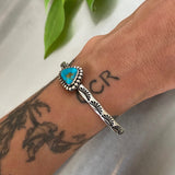 Stamped Stacker Cuff- Size S/M- Hachita Turquoise  and Sterling Silver Bracelet