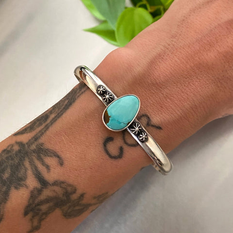 Starry Skies Cuff- Size M/L- Sierra Nevada Turquoise and Sterling Silver Bracelet