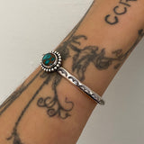 Stamped Turquoise Stacker Cuff- Sterling Silver and Sierra Nevada Turquoise Bracelet- Size S/M
