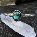 Stamped Turquoise Stacker Cuff- Sierra Nevada Turquoise and Sterling Silver Bracelet- Size L/XL