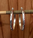 Hand-Stamped Sterling Silver Hoop Earrings- Medium Size