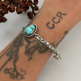 Stamped Turquoise Stacker Cuff- Sterling Silver and Royston Turquoise Bracelet- Size M/L