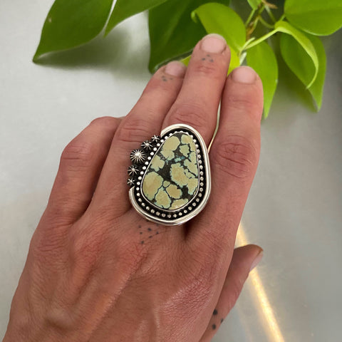 The Sunflowers Ring- Bamboo Mountain Turquoise and Sterling Silver- Finished to Size or as a Pendant