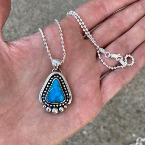 Turquoise Mountain and Sterling Silver Necklace- Chain Included