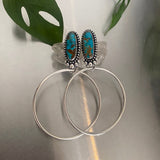 Turquoise Hoops- Sterling Silver and Turquoise Mountain Hoop Earrings