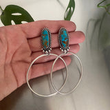 Turquoise Hoops- Sterling Silver and Turquoise Mountain Hoop Earrings