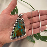 Huge Turquoise Statement Necklace- Sterling Silver and Tyrone Turquoise- 24" Snake Chain Included
