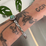 Stamped Turquoise Stacker Cuff- Size L/XL- Emerald Valley Turquoise and Sterling Silver Bracelet