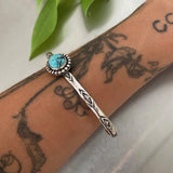 Stamped Stacker Cuff- Size L/XL- Cloud Mountain Turquoise and Sterling Silver Bracelet