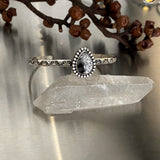 Stamped Stacker Cuff- Size L/XL- Dendritic Opal and Sterling Silver Bracelet