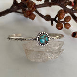 Stamped Turquoise Stacker Cuff- Sterling Silver and Sierra Nevada Turquoise- Size L/XL