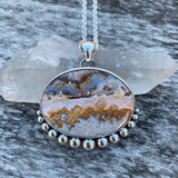 Huge Crazy Lace Agate Bubble Necklace- Sterling Silver and Lace Agate- 18" Sterling Chain