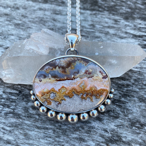 Huge Crazy Lace Agate Bubble Necklace- Sterling Silver and Lace Agate ...