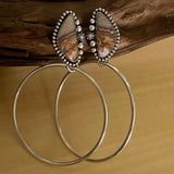 Celestial Hoop Earrings- Sterling Silver and Crazy Lace Agate