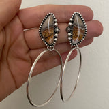 Celestial Hoop Earrings- Sterling Silver and Crazy Lace Agate
