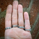 Celestial Moonstone Ring- Size 9- Hand Stamped Sterling Silver- Can Be Sized Up 1/2 Size