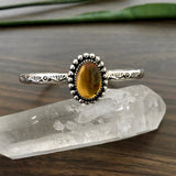 Stamped Amber Stacker Cuff- Mayan Amber and Sterling Silver Bracelet- Size M/L