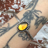 Stamped Amber Stacker Cuff- Mayan Amber and Sterling Silver Bracelet- Size M/L