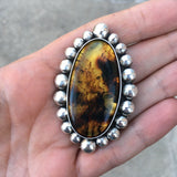 Large Amber Bubble Ring- Sterling Silver and Mayan Amber - Finished to Size