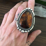 Large Amber Statement Ring- Sterling Silver and Mayan Amber - Finished to Size