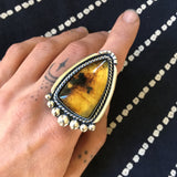 Large Amber Ring- Sterling Silver and Mayan Amber- Finished to Size