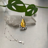 Dainty Amber Bubble Necklace- Sterling Silver and Mayan Amber- 18" Chain