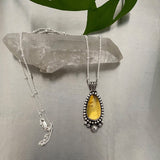 Dainty Amber Celestial Necklace- Sterling Silver and Mayan Amber- 18" Chain