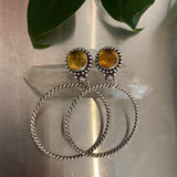 X-Large Amber Celestial Hoop Earrings- Mayan Amber and Sterling Silver