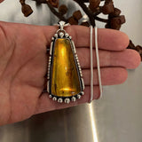 Huge Mayan Amber Statement Necklace- Sterling Silver- 24" Chain