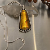 Huge Mayan Amber Statement Necklace- Sterling Silver- 24" Chain