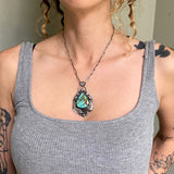 The Aphrodite Necklace- Kingman Turquoise and Sterling Silver- 20" Sterling Chain Included