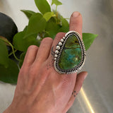 The Arcadian Ring- Bamboo Mountain Turquoise and Sterling Silver- Finished to Size or as a Pendant