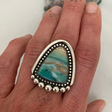 Blue Opal Petrified Wood Ring or Pendant- Sterling Silver and Indonesian Opalized Petrified Wood- Finished to Size