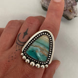 Blue Opal Petrified Wood Ring or Pendant- Sterling Silver and Indonesian Opalized Petrified Wood- Finished to Size