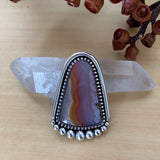 Large Agate Arch Ring or Pendant- Sterling Silver and Agua Nueva Agate- Finished to Size