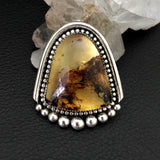 Large Amber Arch Ring- Sterling Silver and Mayan Amber - Finished to Size