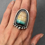 Blue Opal Petrified Wood Ring or Pendant- Sterling Silver and Indonesian Opalized Wood- Finished to Size