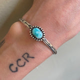 Stamped Turquoise Stacker Cuff- Royston Turquoise and Sterling Silver Bracelet- Size S/M