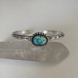 Stamped Turquoise Stacker Cuff- Royston Turquoise and Sterling Silver Bracelet- Size S/M