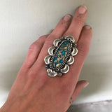 The Aurora Ring- Morenci II Turquoise and Sterling Silver- Finished to Size or as a Pendant