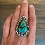 Large Celestial Turquoise Ring- Sterling Silver and Bao Canyon Turquoise Statement Ring- Finished to Size or as Pendant