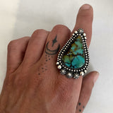 Large Celestial Turquoise Ring- Sterling Silver and Bao Canyon Turquoise Statement Ring- Finished to Size or as Pendant