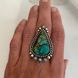 Large Celestial Turquoise Ring- Sterling Silver and Bao Canyon Turquoise Statement Ring- Finished to Size or as Pendant
