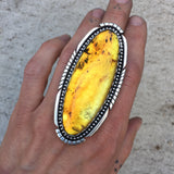 Huge Amber Ring- Sterling Silver and Mayan Amber - Finished to Size