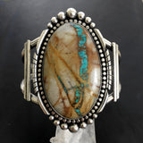 Huge Royston Ribbon Cuff- Sterling Silver and Royston Turquoise Statement Cuff